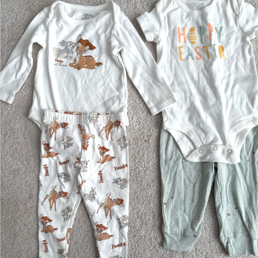 Disney Bambi and Easter Baby Outfit Set - White and Mint